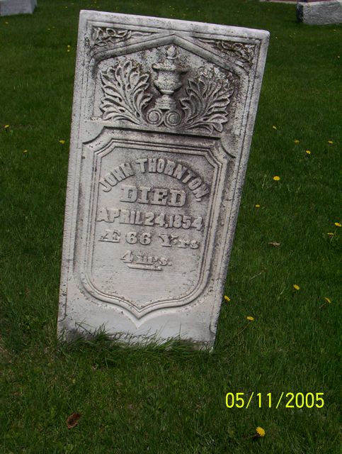 Grave stone of John Thornton in Orono, Ontario